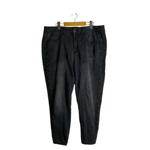 Melissa McCarthy Women's Black Studded High-Rise Jeans